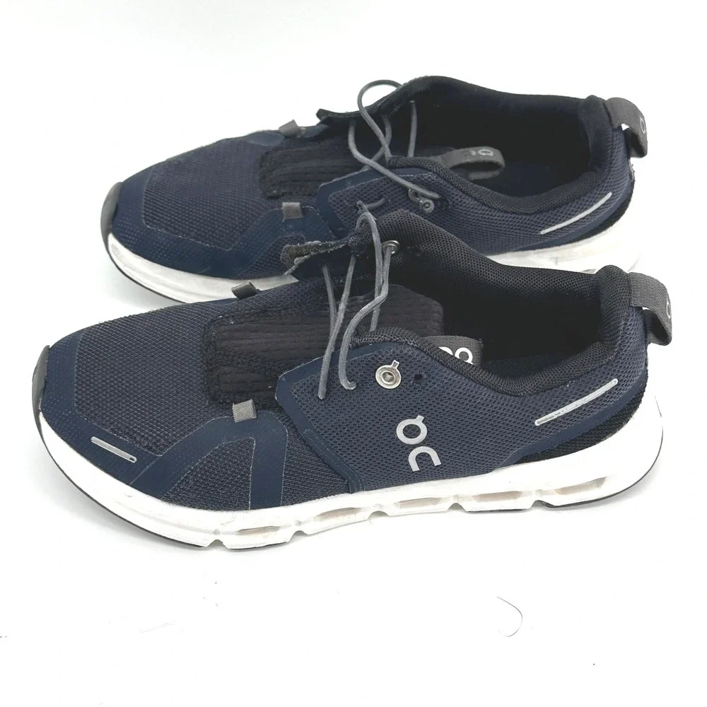 On Cloud Running Shoes Kids 3.5Y Navy Blue Solid Low Top Modern Sneakers